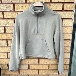 Lululemon Brushed Softstreme Ribbed Half Zip - Size 2 - light beige/grey